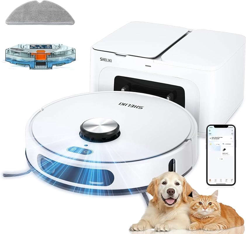 Self-Emptying Robot Vacuum and Mop Combo with Smart Mapping for Pet Ha